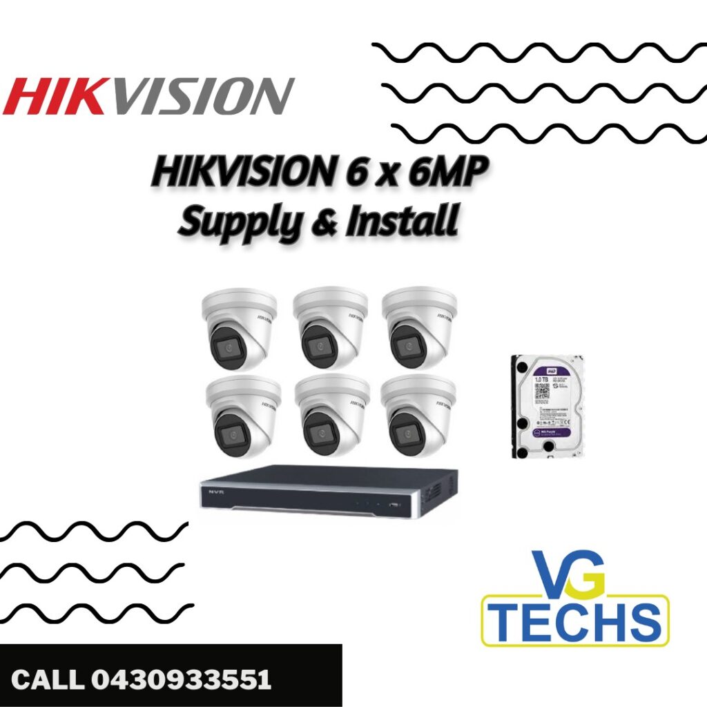 Hikvision 6 x 6MP IP CCTV Kit VG Techs